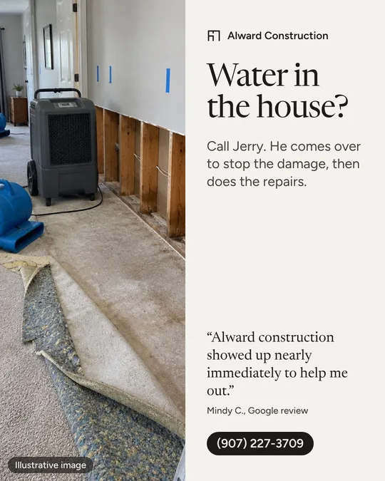 Sample ad: Water in the house? with a real customer quote